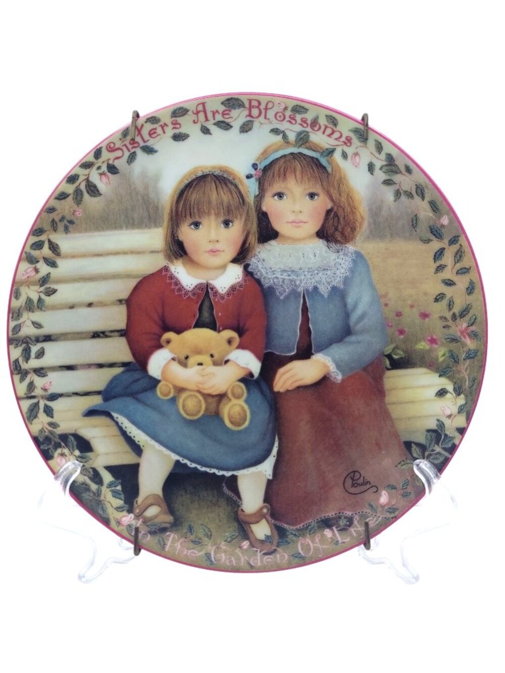 Kindred Moments Porcelain Collector Plate Sisters Are Blossoms Chantal Poulin